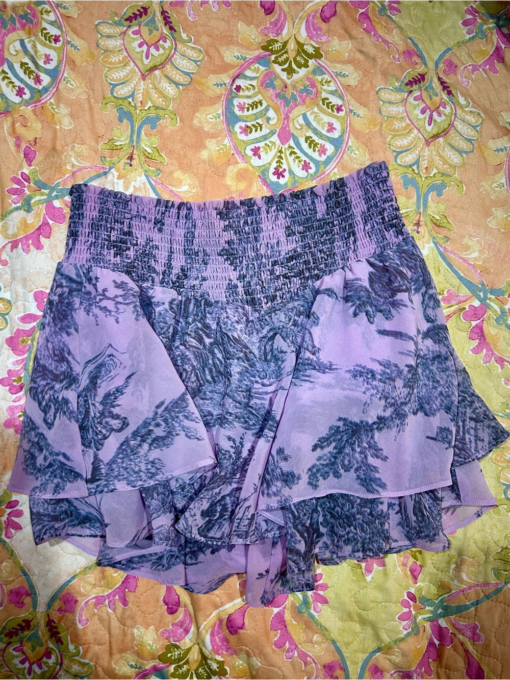 Lilac Tiered Ruffle Mini Skirt
